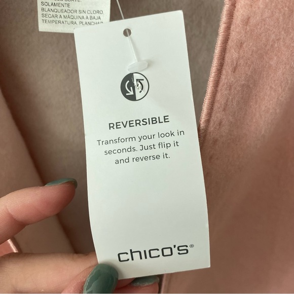 Chico's | Wool Blend Open Front Reversible Cardigan Size XL NEW - Picture 5 of 8